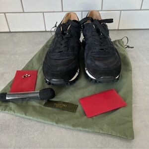 Valentino Garavani Rockstud Camo Suede Leather Sneakers